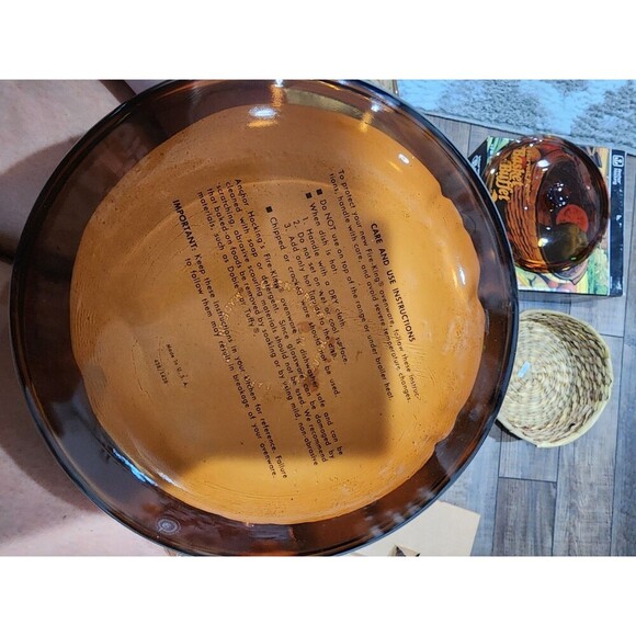 Anchor Hocking 2 qt. Casserole Dish w/ Basket Woven Harvest Amber Round NIB. - Picture 6 of 11